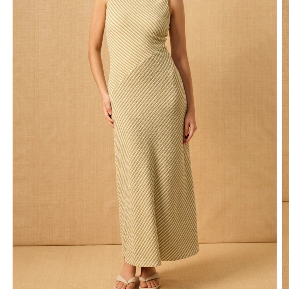 Chic Beige Striped Maxi Dress